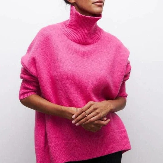 Pull Col Roulé Oversize Confortable Avec Texture Douce Et Silhouette Décontractée Pour Le Quotidien