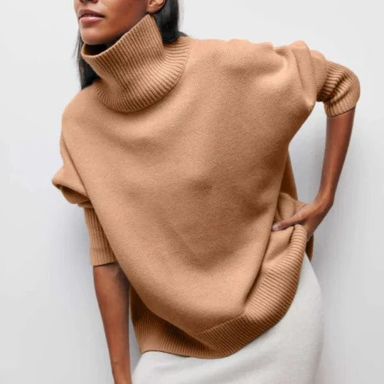 Pull Col Roulé Oversize Confortable Avec Texture Douce Et Silhouette Décontractée Pour Le Quotidien