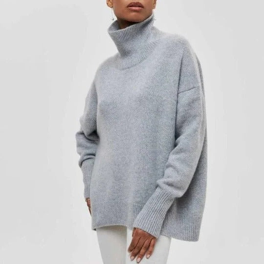 Pull Col Roulé Oversize Confortable Avec Texture Douce Et Silhouette Décontractée Pour Le Quotidien