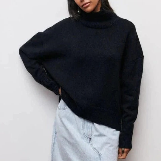 Pull Col Roulé Oversize Confortable Avec Texture Douce Et Silhouette Décontractée Pour Le Quotidien