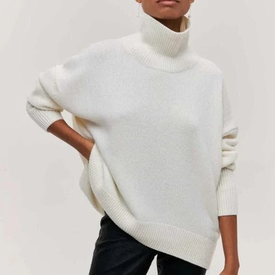 Pull Col Roulé Oversize Confortable Avec Texture Douce Et Silhouette Décontractée Pour Le Quotidien