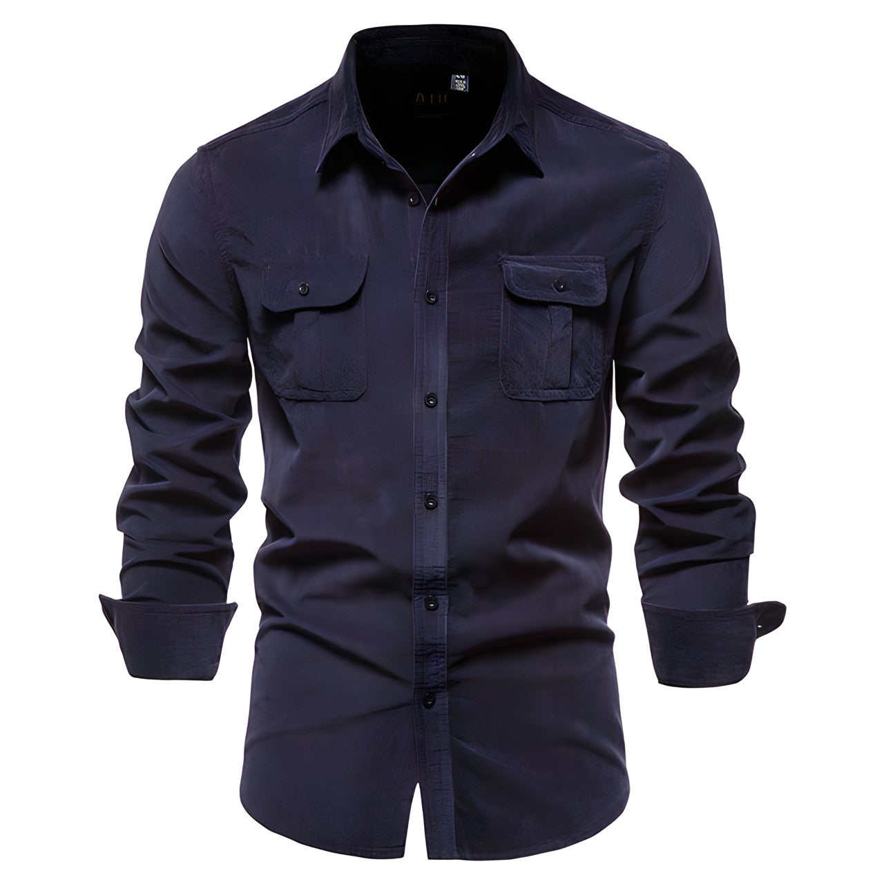 Chemise Homme Manches Longues Style Militaire Décontractée Olive Poches Fonctionnelles Par Amawinc Adam