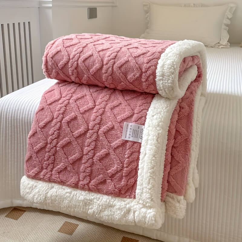 Couverture Sherpa Contemporaine Avec Texture Diamant Pour Un Confort Ultra Doux Et Luxueux