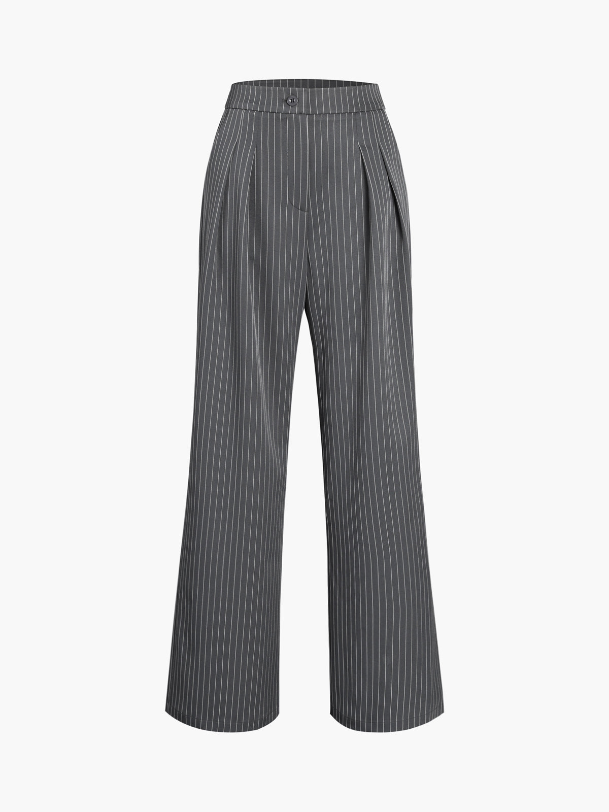 Pantalon À Rayures Fines Plissé À Jambe Large En Polyester Pour Travail Et Loisirs