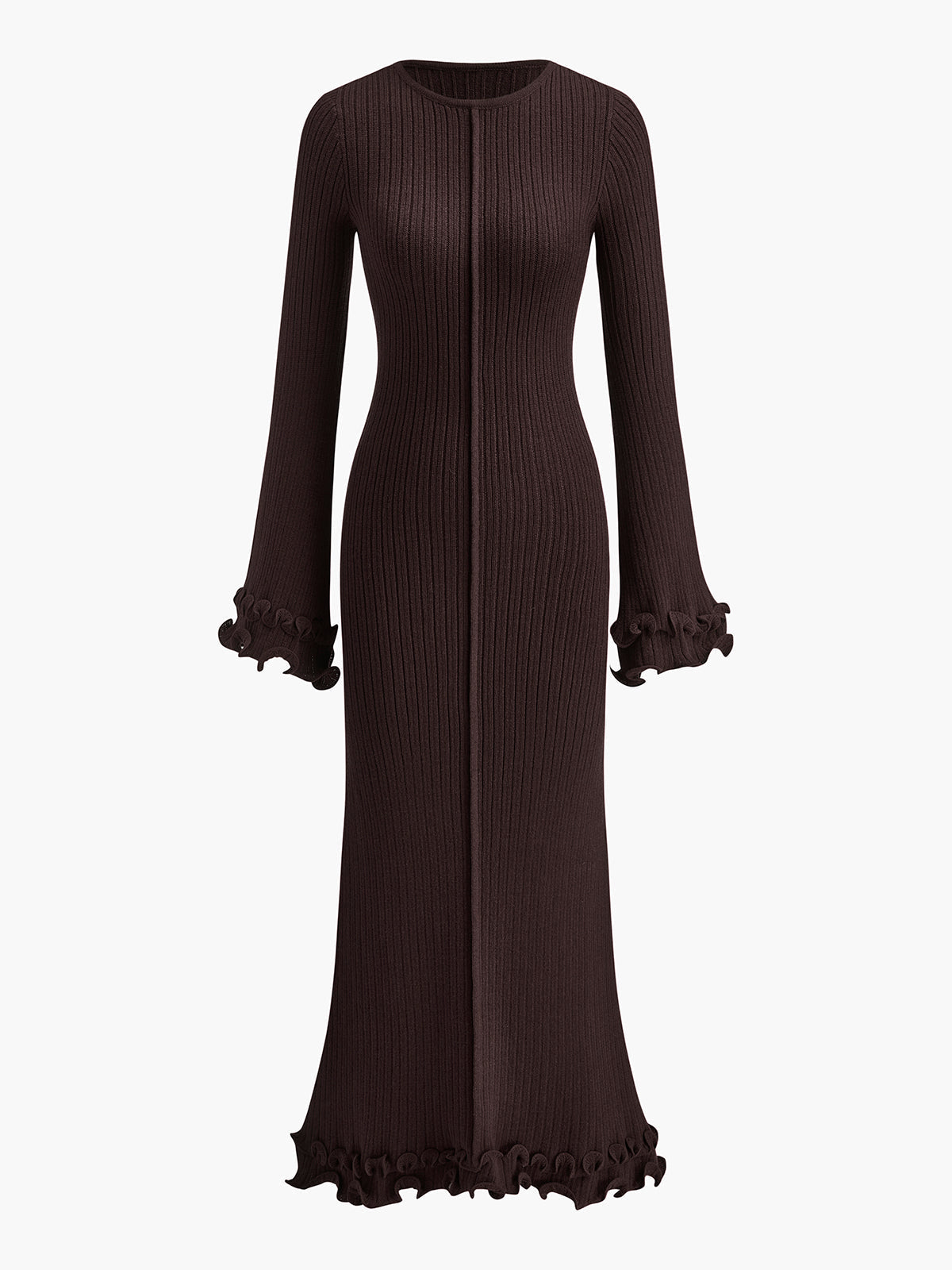 Robe Tricot Maxi Avec Piping Et Fronces À Cordon De Serrage Pour Mariage Vacances Amawinc