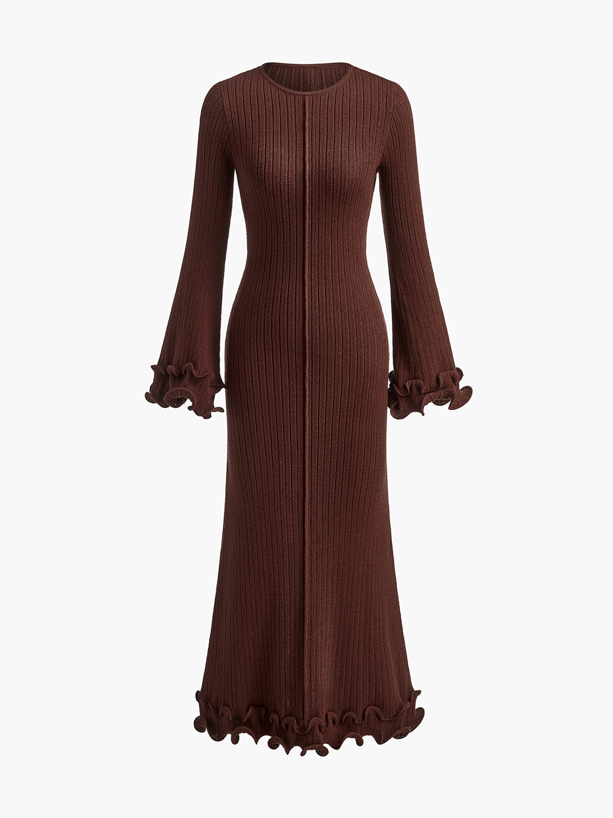 Robe Tricot Maxi Avec Piping Et Fronces À Cordon De Serrage Pour Mariage Vacances Amawinc