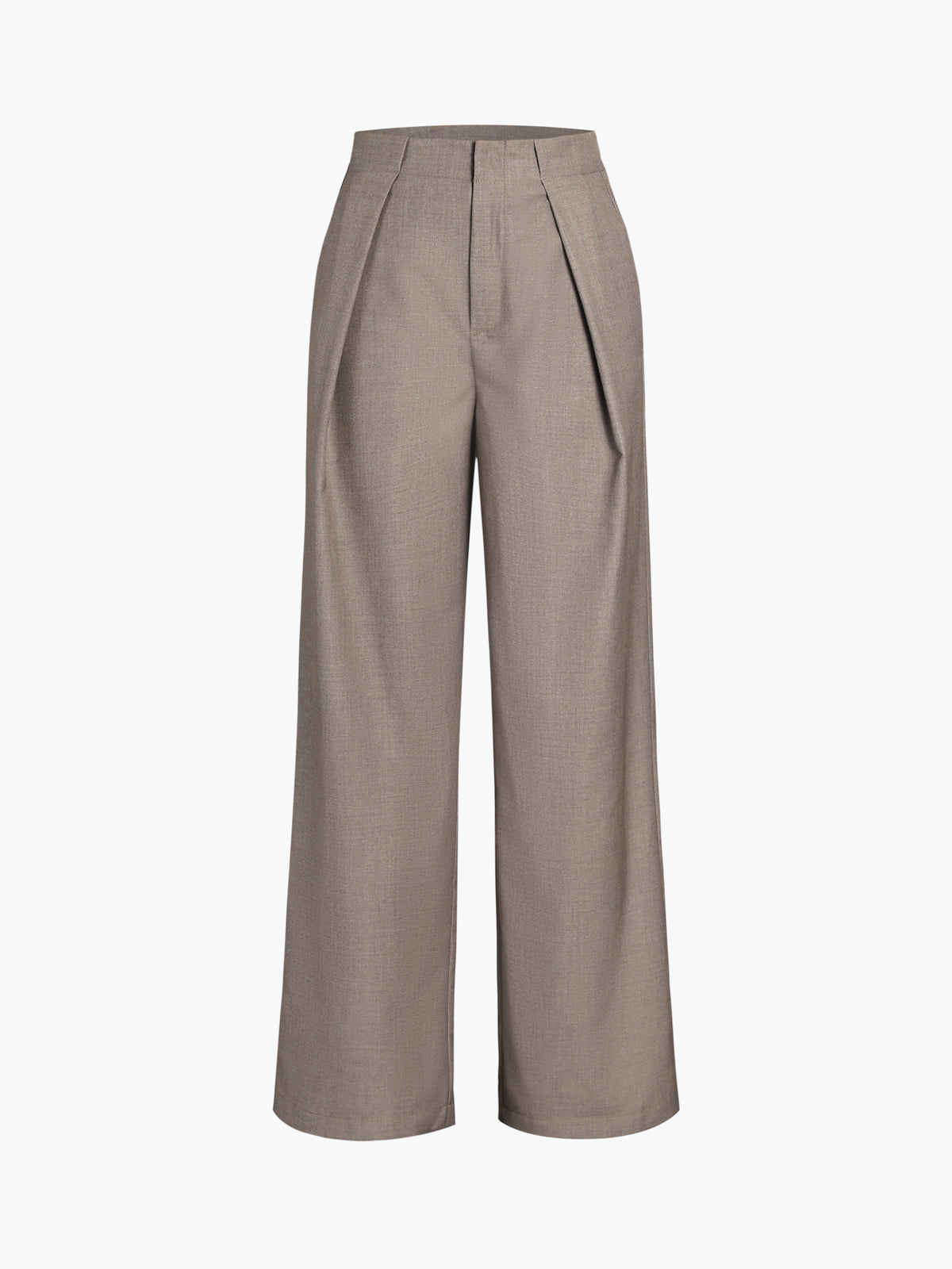 Pantalon Droit À Poches Simples À Taille Haute Élégant Pour Loisirs Et Travail Longueur Classique