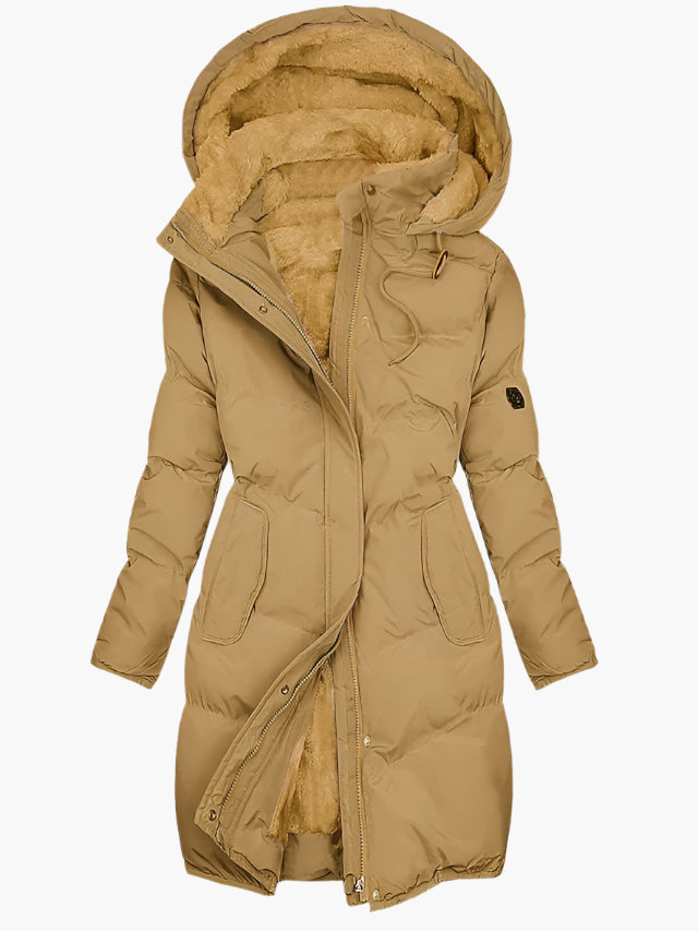 Manteau Puffer Matelassé À Capuche Longueur Genou Pour Femmes Amawinc Chaud Et Confortable