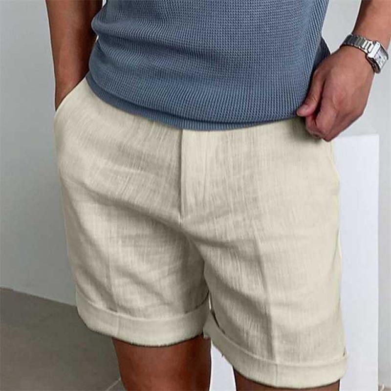 Shorts En Lin Pour Homme Coupe Décontractée Avec Jambes Retroussées Respirants Pour Été Confort Urbain