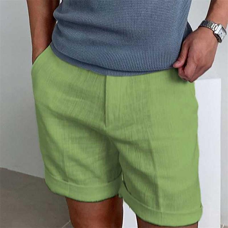 Shorts En Lin Pour Homme Coupe Décontractée Avec Jambes Retroussées Respirants Pour Été Confort Urbain