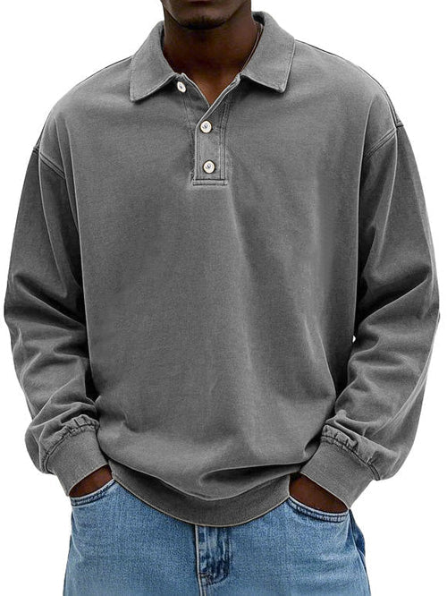 Amawinc Polo Vintage À Manches Longues Pour Homme Style Rétro Classique Idéal Pour Décontracté Weekends