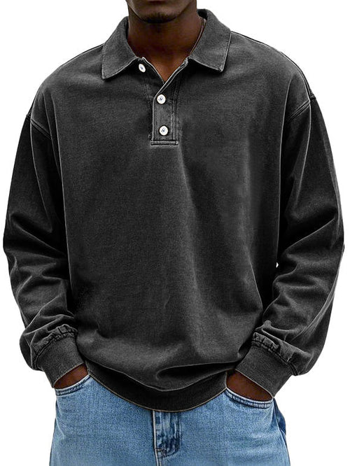 Amawinc Polo Vintage À Manches Longues Pour Homme Style Rétro Classique Idéal Pour Décontracté Weekends