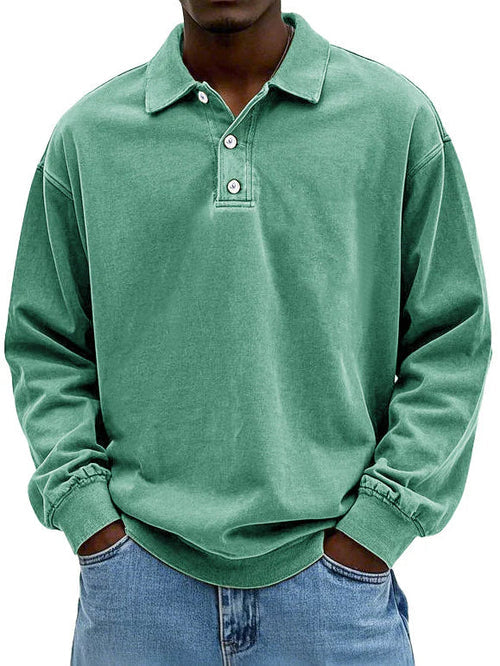 Amawinc Polo Vintage À Manches Longues Pour Homme Style Rétro Classique Idéal Pour Décontracté Weekends