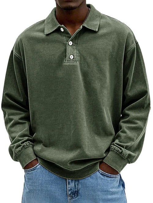 Amawinc Polo Vintage À Manches Longues Pour Homme Style Rétro Classique Idéal Pour Décontracté Weekends