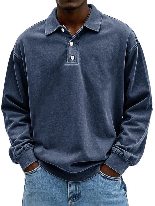 Amawinc Polo Vintage À Manches Longues Pour Homme Style Rétro Classique Idéal Pour Décontracté Weekends