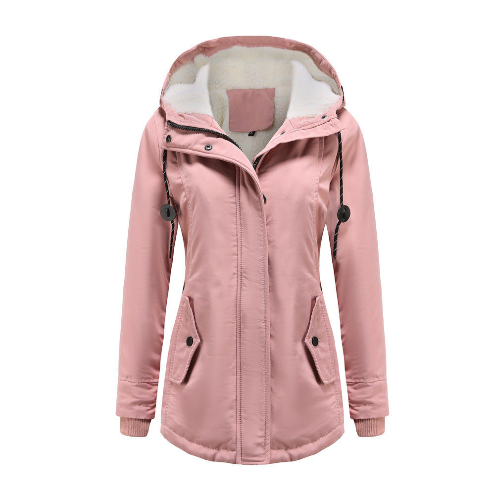 Veste de Pluie Femme Imperméable à Capuche Doublure Polaire Coupe Ajustée Mi Longue