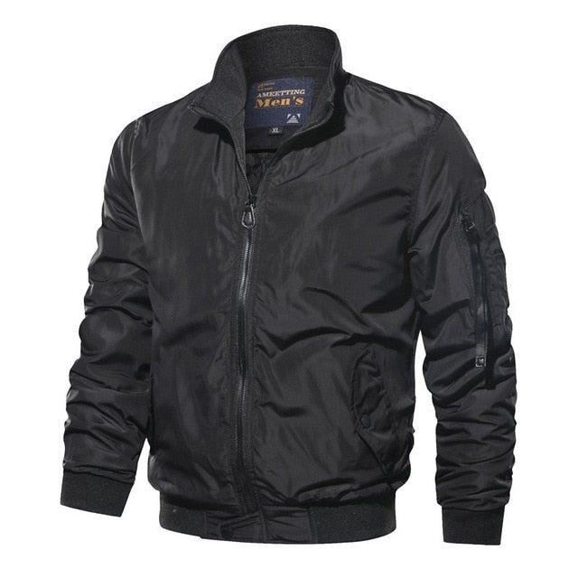 Veste Bomber Homme Résistante Au Vent Léger En Tissu Coton Coupe Décontractée Zip Et Bordures Côtelées Style Nordique