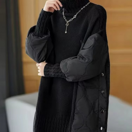 Pull Femme Col Roulé Automne Hiver Manches Longues Décontracté Ample Confortable Chaud