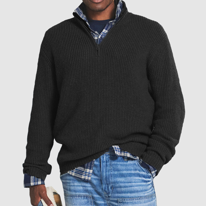George Pull Décontracté Pour Homme En Mélange Cachemire À Zip Demi Longueur Hip Et Côtes