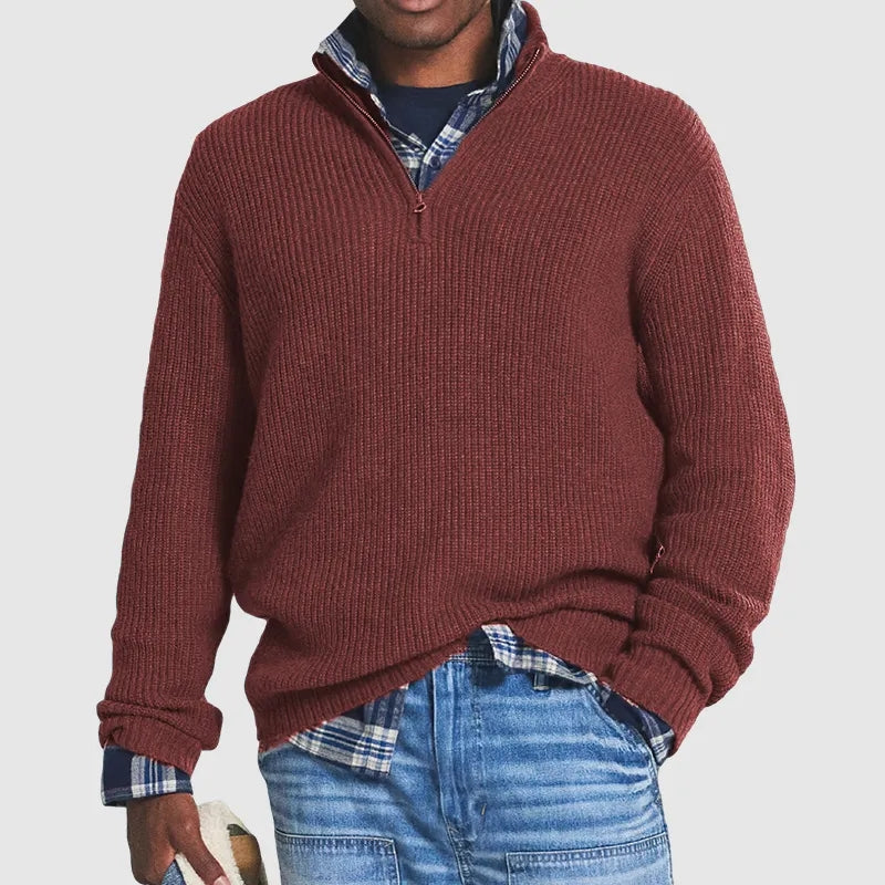 George Pull Décontracté Pour Homme En Mélange Cachemire À Zip Demi Longueur Hip Et Côtes