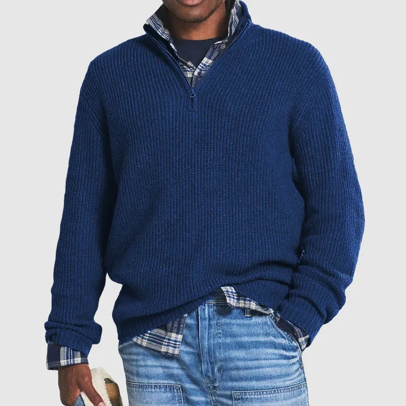 George Pull Décontracté Pour Homme En Mélange Cachemire À Zip Demi Longueur Hip Et Côtes