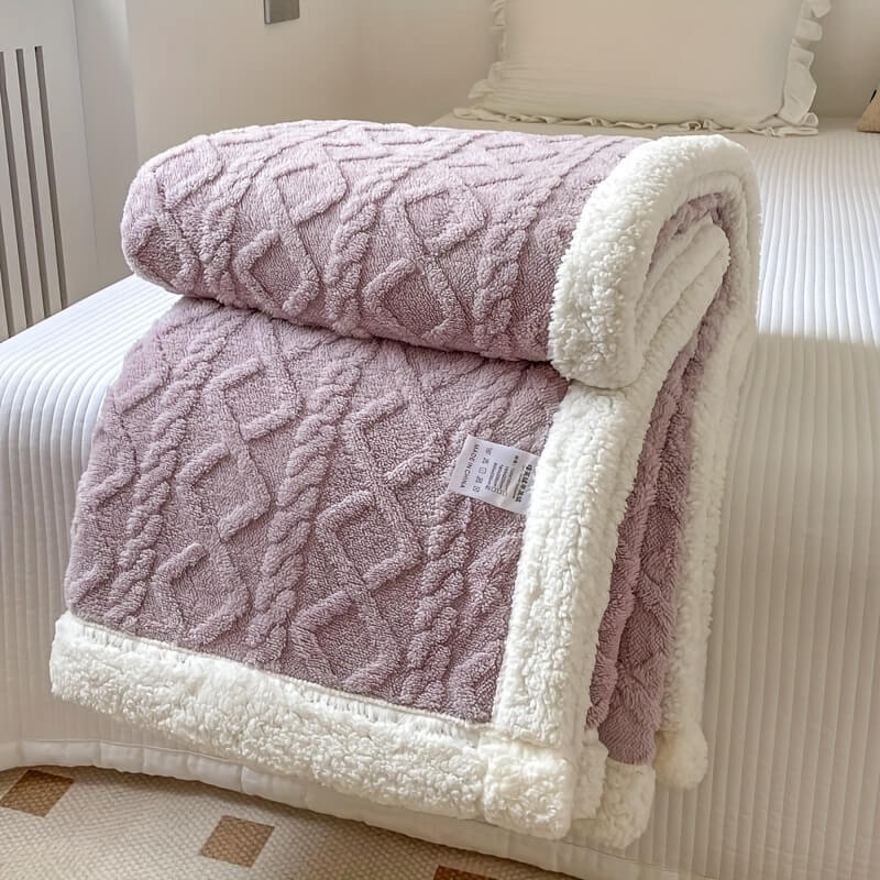 Couverture Sherpa Contemporaine Avec Texture Diamant Pour Un Confort Ultra Doux Et Luxueux