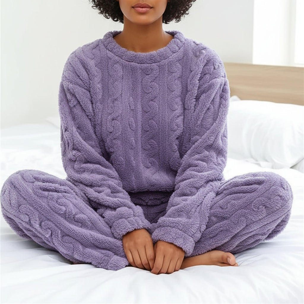 Ensemble Pyjama Deux Pièces Femme Manche Longue Confort Décontracté Col Rond Pour Nuit Et Détente