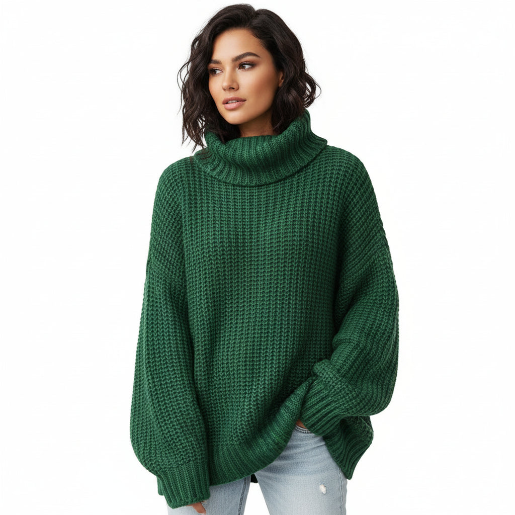 Pull Oversized en Maille Tricotée pour Femmes Chaud Confortable Décontracté Style Moderne