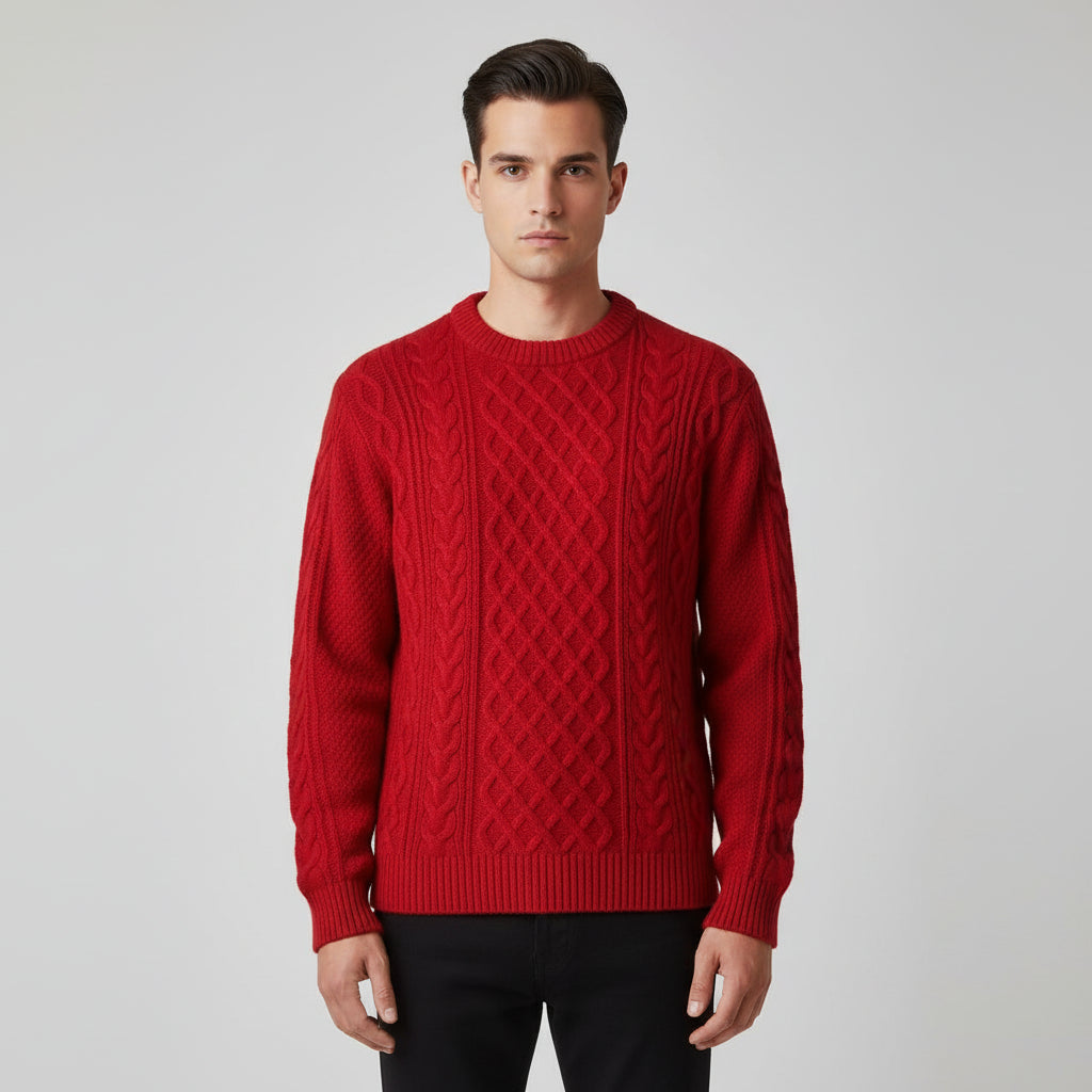 Pull En Maille Câblée À Col Ras Du Cou, Coupe Décontractée Et Détails Câblés Par Amawinc, Indispensable Du Quotidien