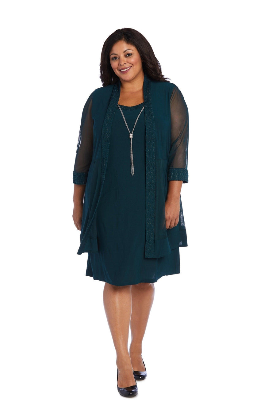 Dark Green 14W R&M Richards 5394W Short Plus Size Formal Dress Sale - Amawinc