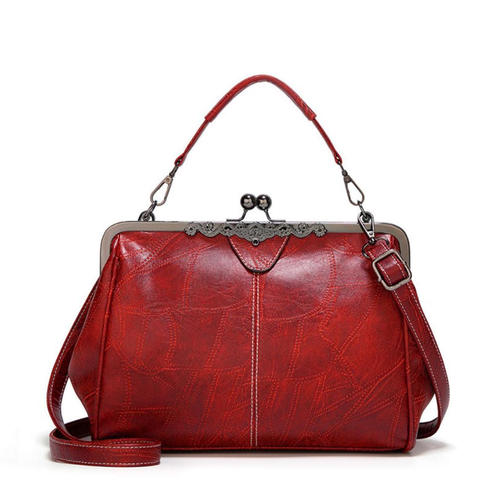 Sac À Main Jacqueline Vintage Avec Fermeture Vintage En Faux Cuir Durable Et Bandoulière Réglable