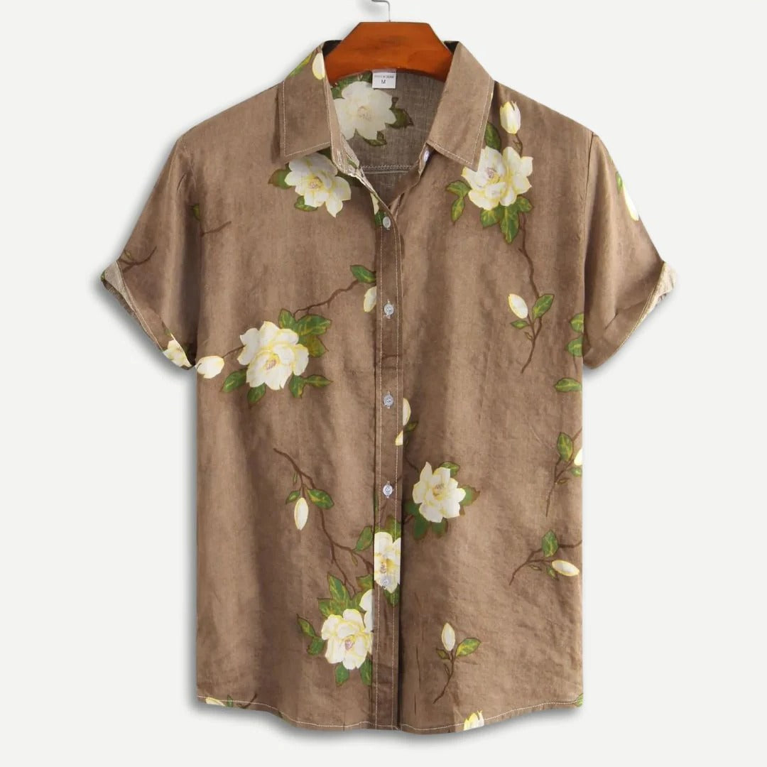 Chemise Décontractée Boutonnée À Manches Courtes Avec Motif Floral Léger Confortable Pour L'Été Activités Quotidiennes