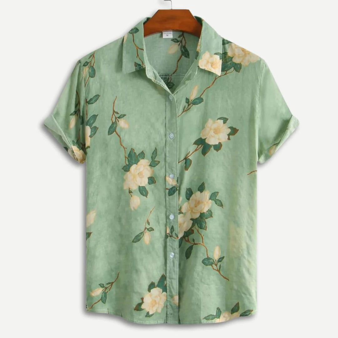 Chemise Décontractée Boutonnée À Manches Courtes Avec Motif Floral Léger Confortable Pour L'Été Activités Quotidiennes