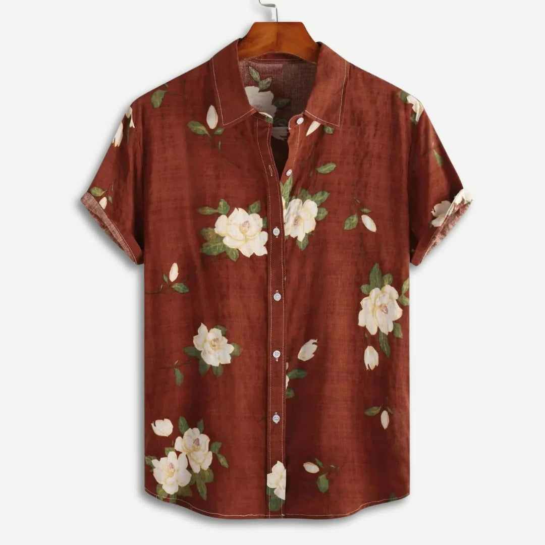 Chemise Décontractée Boutonnée À Manches Courtes Avec Motif Floral Léger Confortable Pour L'Été Activités Quotidiennes