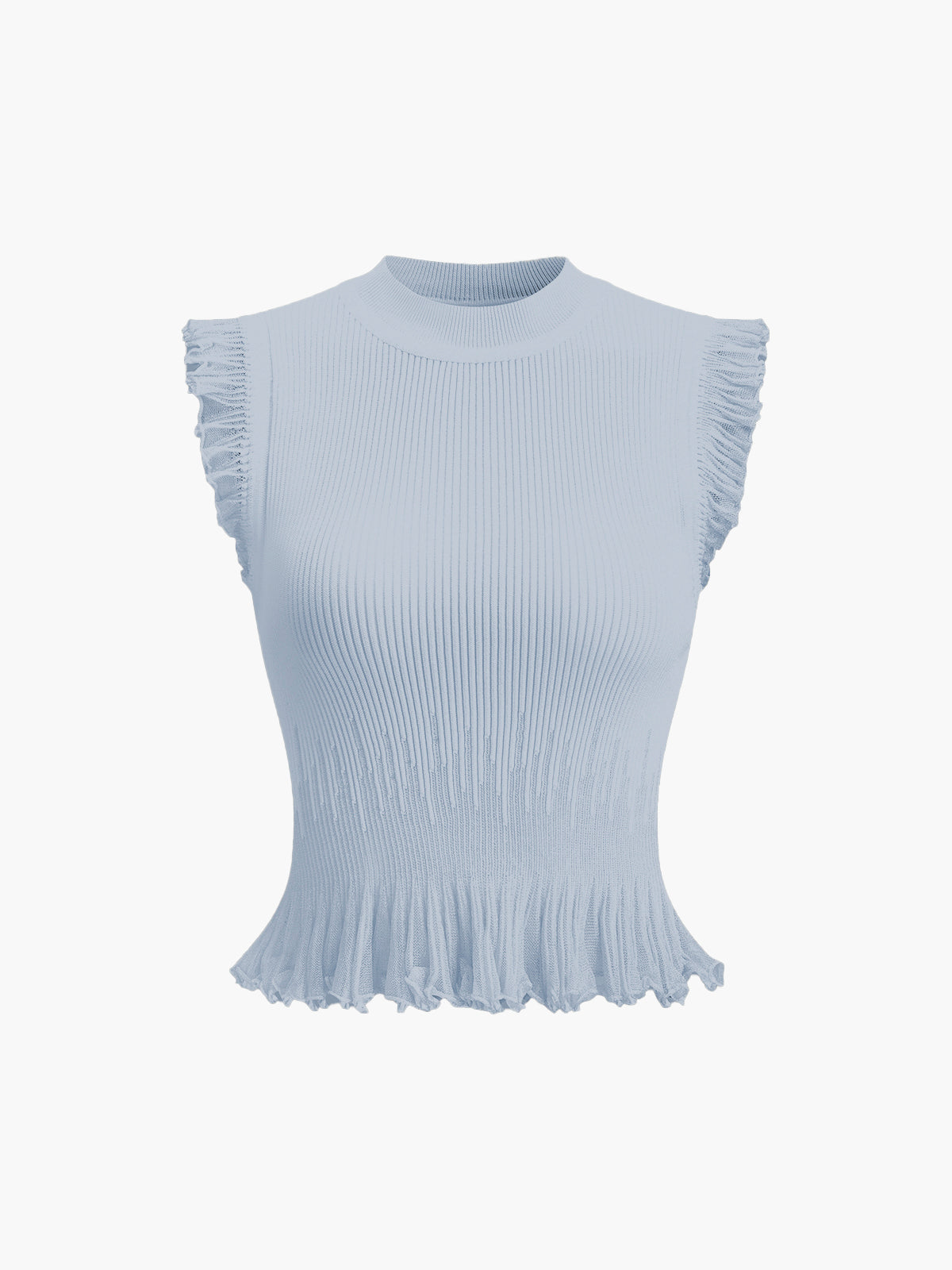 Amawinc Top En Maille Côtée À Volants Léger Et Confortable Pour Vacances Et Sorties
