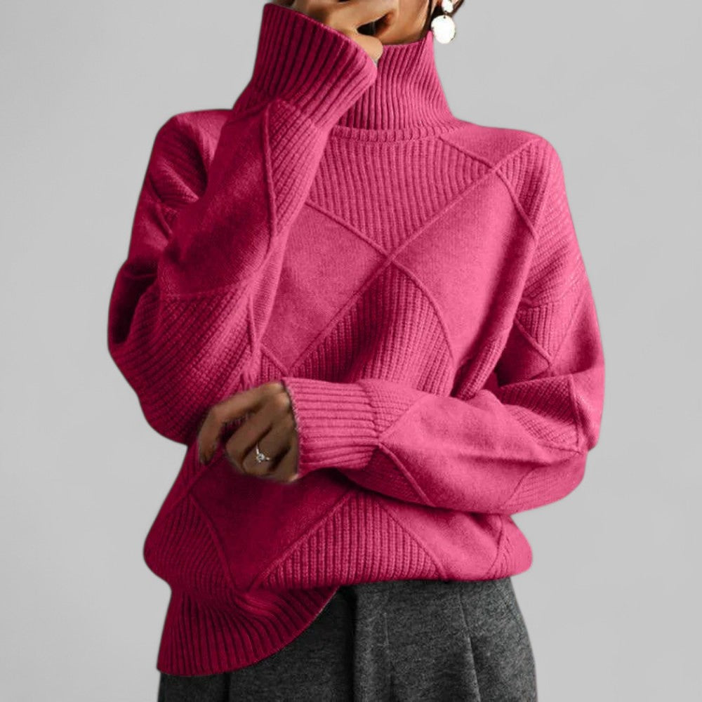Rebecca Pull Col Roulé Oversize Femme Motifs Hivernaux Chaud Et Confortable Pour Un Style Décontracté Et Doux Toucher
