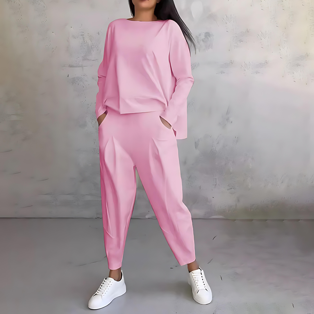 Maya Ensemble Décontracté Pour Femme Haut Fluide À Manches Longues Et Pantalon Fuselé Coupe Moderne Pour Détente Voyage