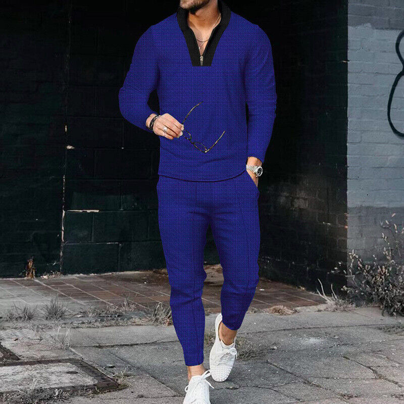 Ensemble Deux Pièces Décontracté Pour Homme Avec Haut Zippé Et Pantalon Assorti Pour Tous Les Jours