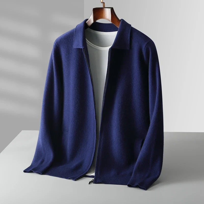 Gilet Homme En Cachemire Zippé Devant Coupe Regular Avec Bords Côtes Respirant Premium
