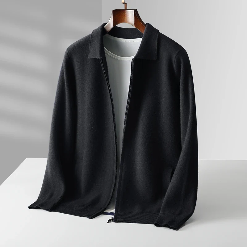 Gilet Homme En Cachemire Zippé Devant Coupe Regular Avec Bords Côtes Respirant Premium
