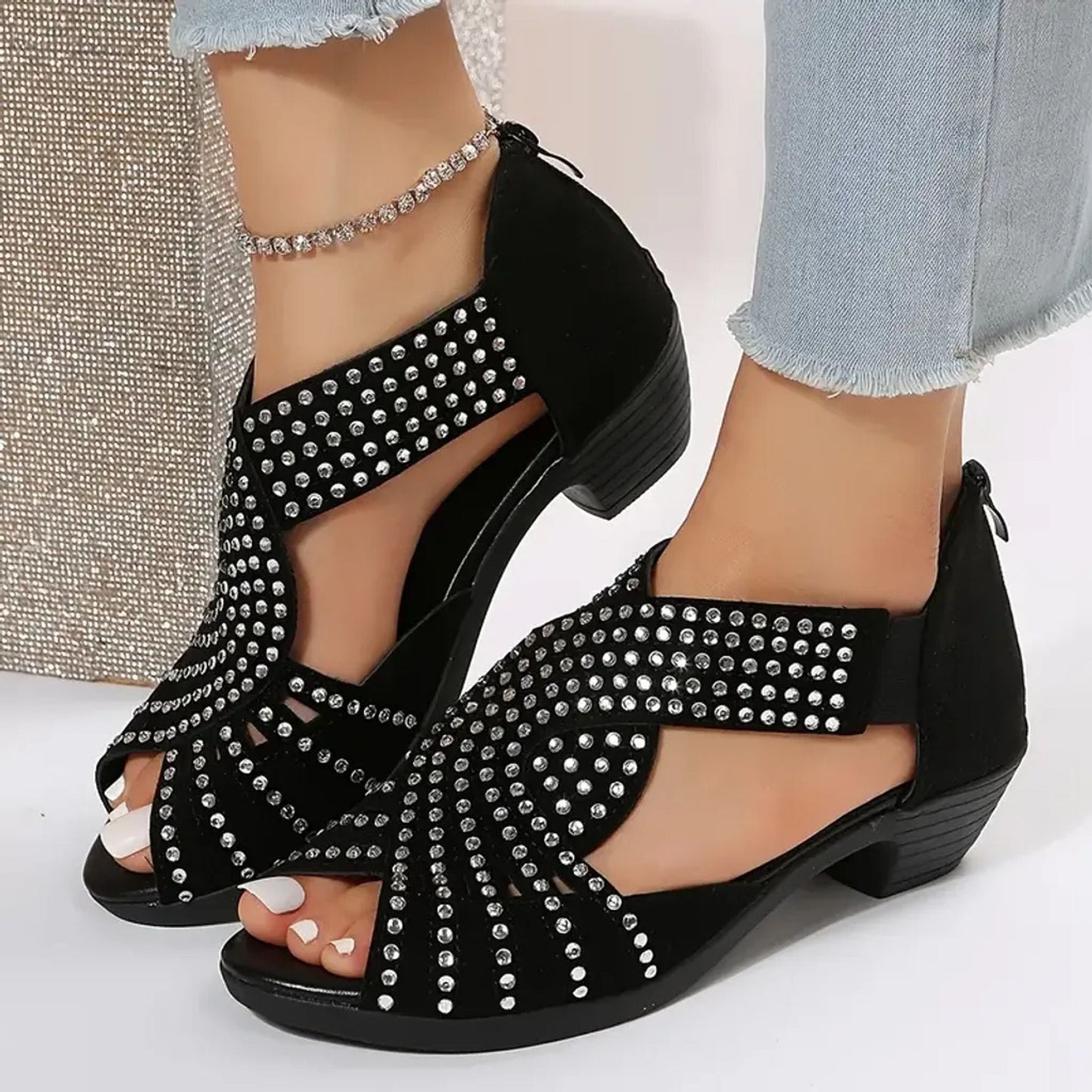 Sandales Nina Glitter Confort Avec Strass Amawinc Polyvalentes Pour Jour Et Soir Idéales Pour Tenue Décontractée