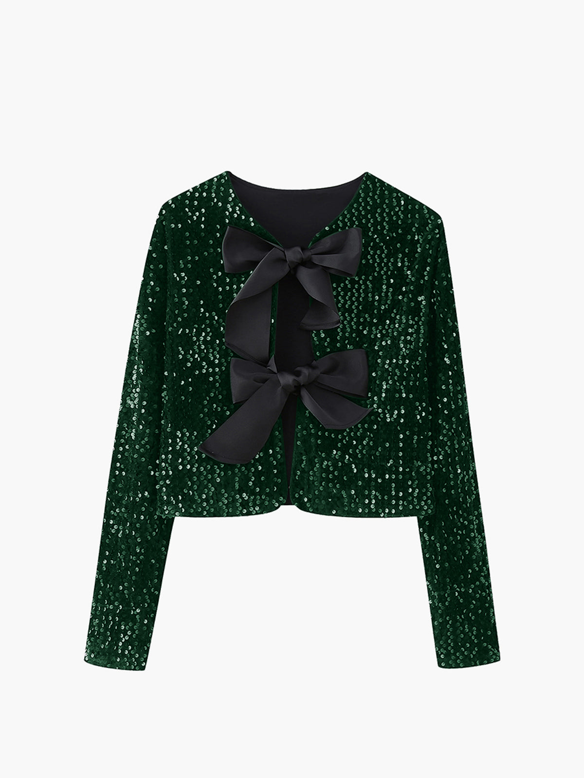 Veste Velours Pailleté Avec Nœud Papillon Décoratif Élégante Manches Longues Pour Soirée Festive