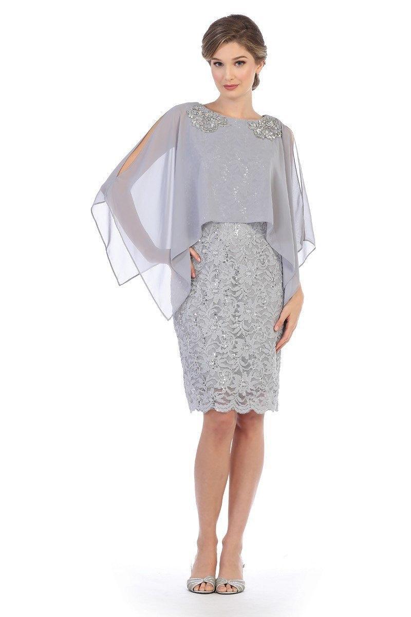 Short Mother of the Bride Cape Dress Sale - Amawinc
