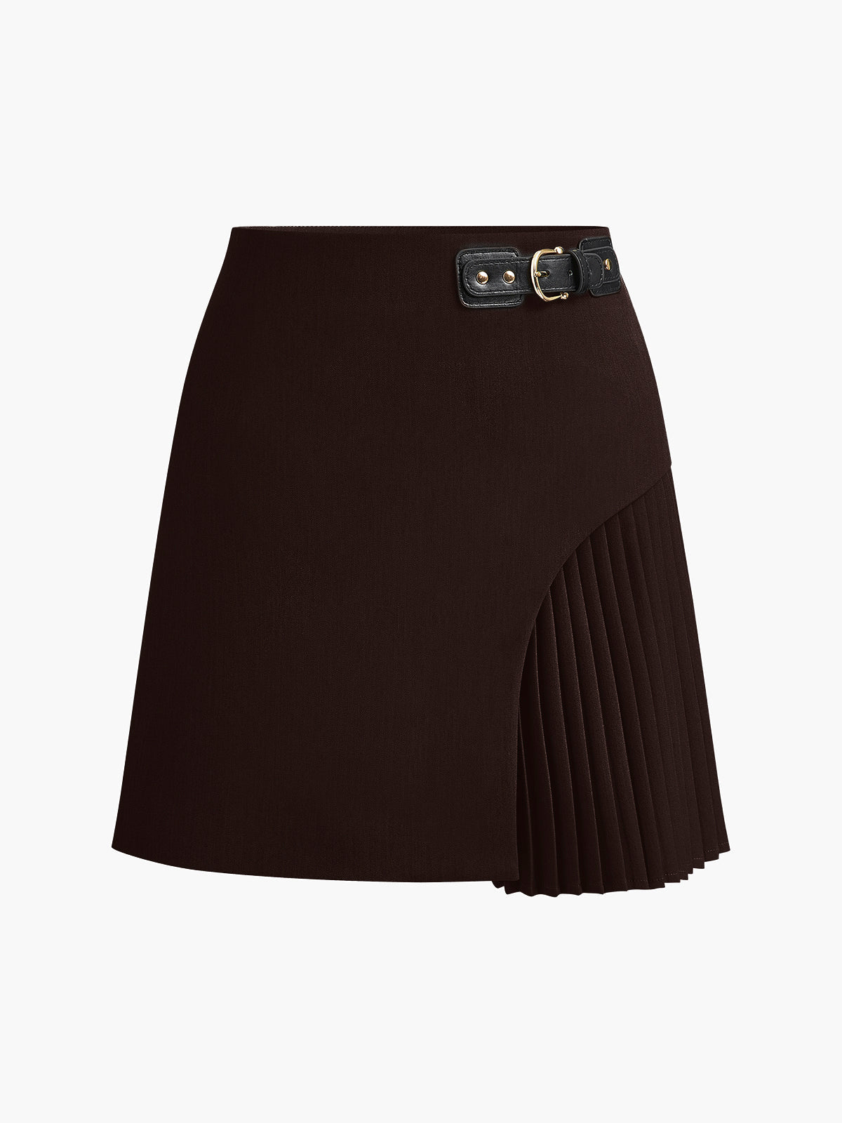 Jupe Plissée Latérale Ceinturée À Boucle Polyester Moderne Pour Travail Et Loisirs