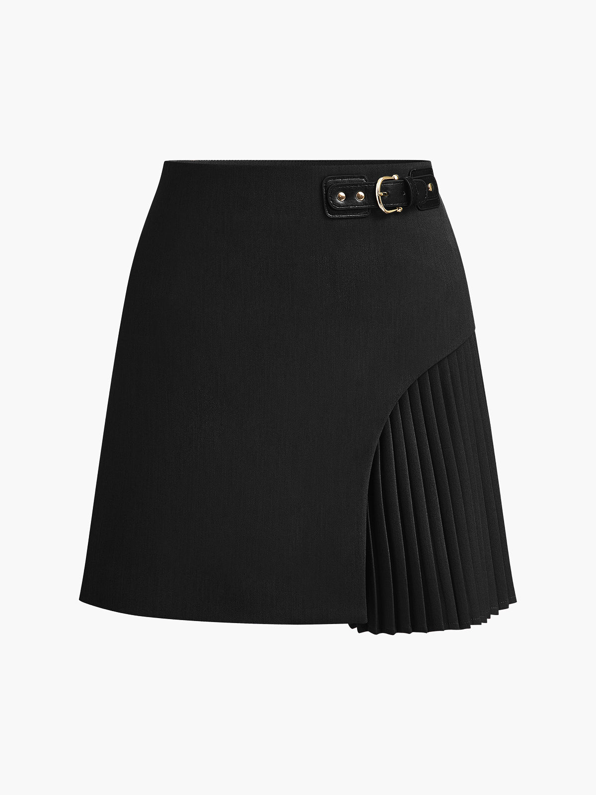 Jupe Plissée Latérale Ceinturée À Boucle Polyester Moderne Pour Travail Et Loisirs