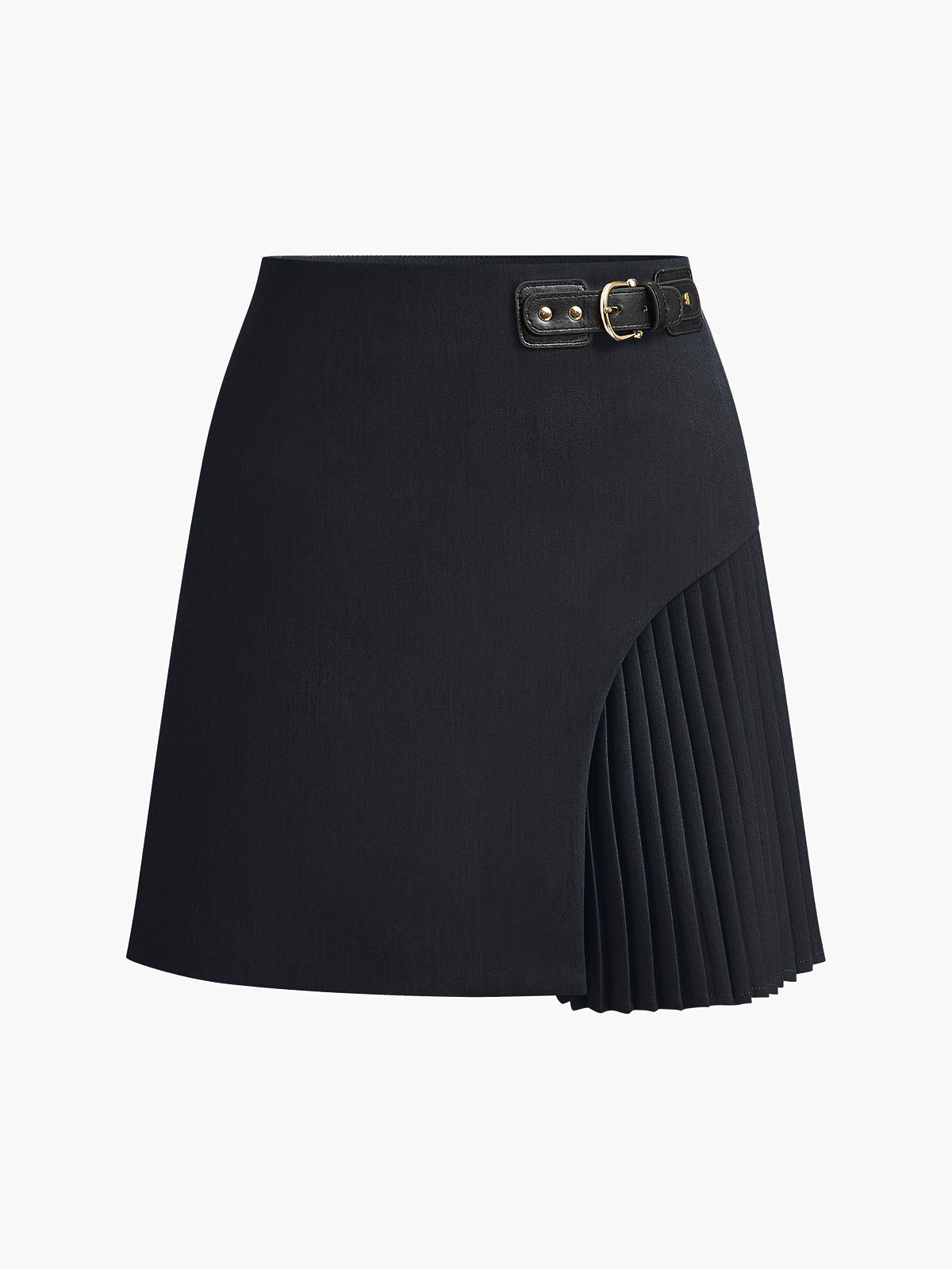 Jupe Plissée Latérale Ceinturée À Boucle Polyester Moderne Pour Travail Et Loisirs