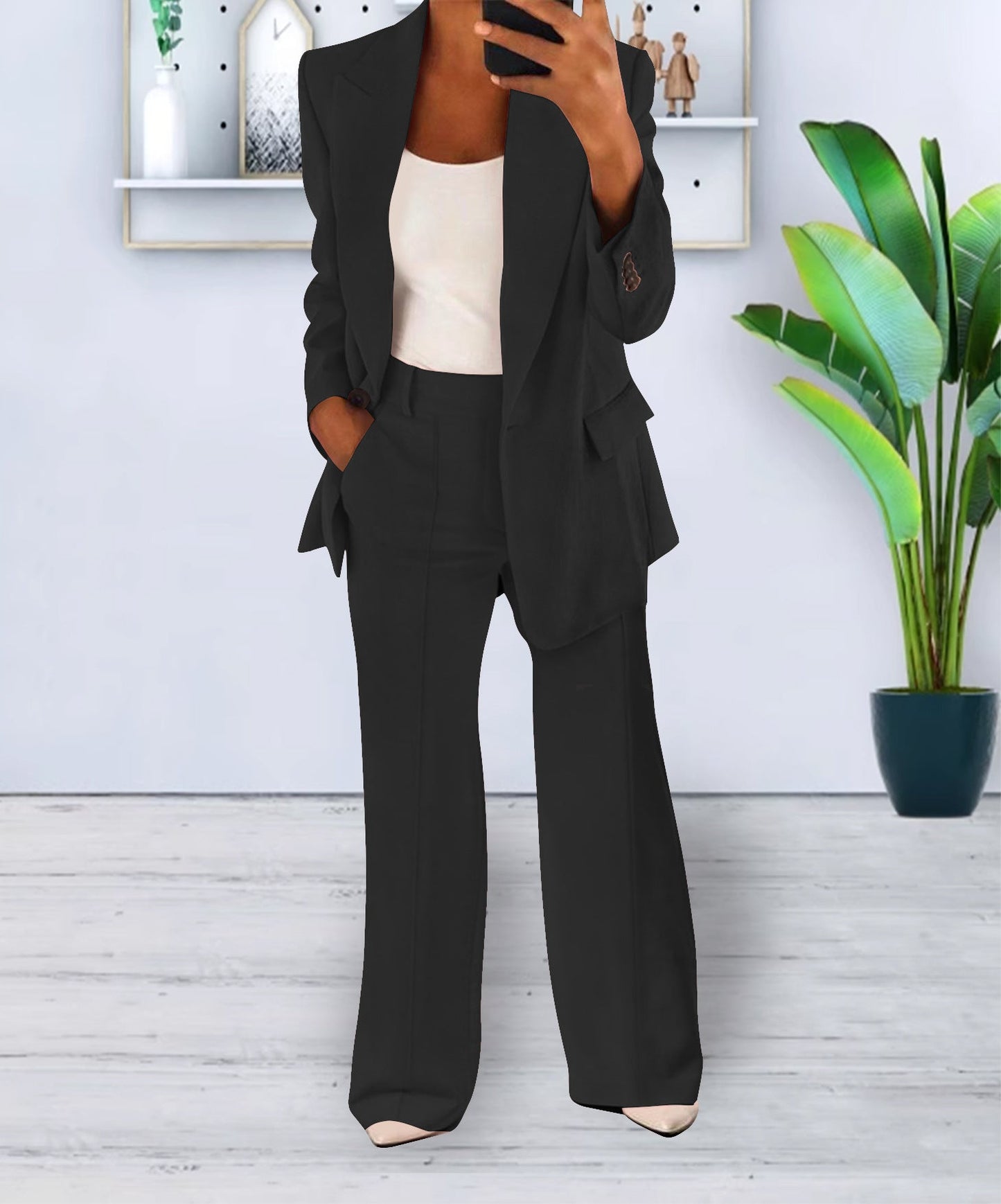 Veste Blazer Femme Élégante Pour Le Bureau Coupe Slim Fit Avec Boutons Et Polyester Durable