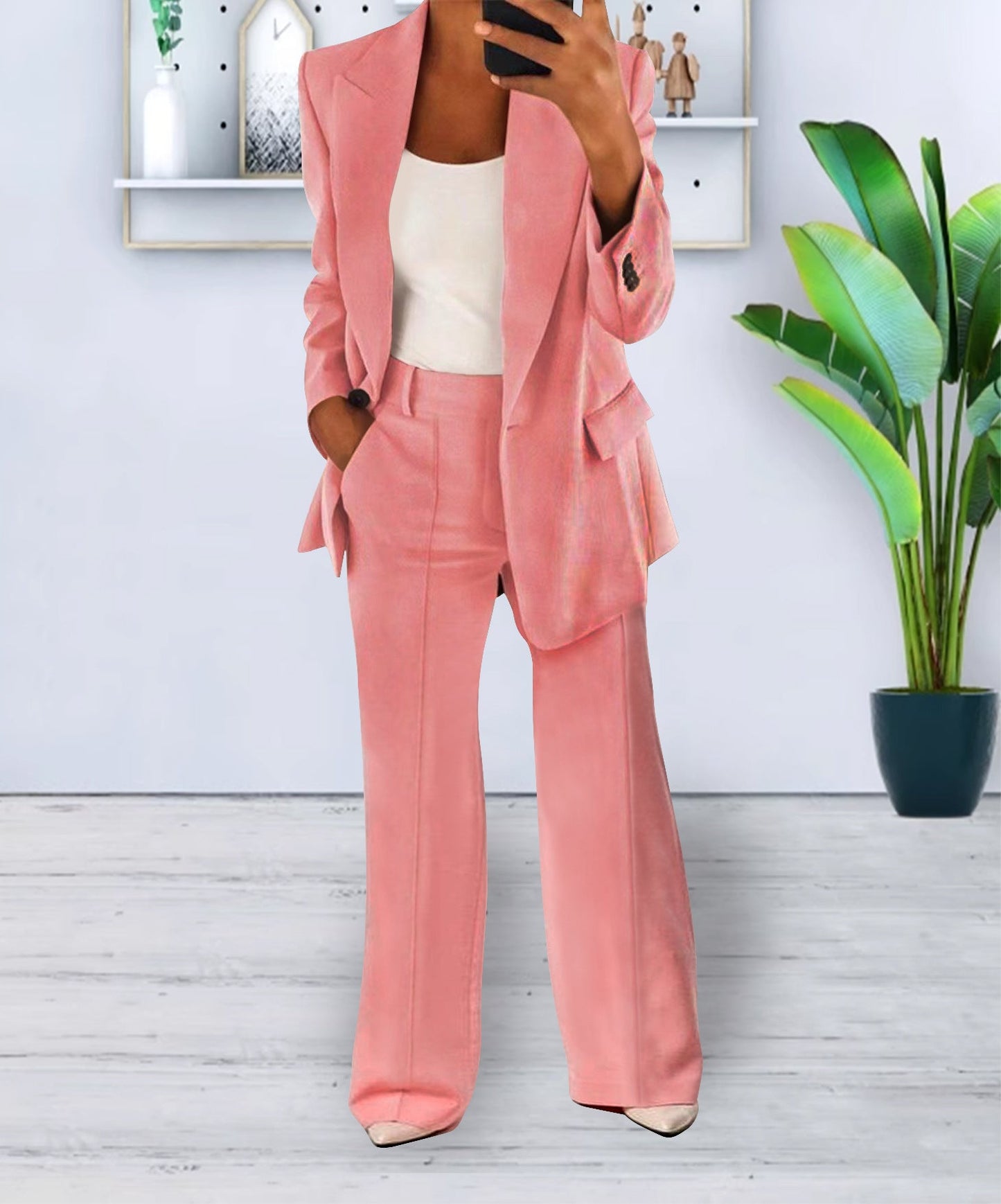 Veste Blazer Femme Élégante Pour Le Bureau Coupe Slim Fit Avec Boutons Et Polyester Durable