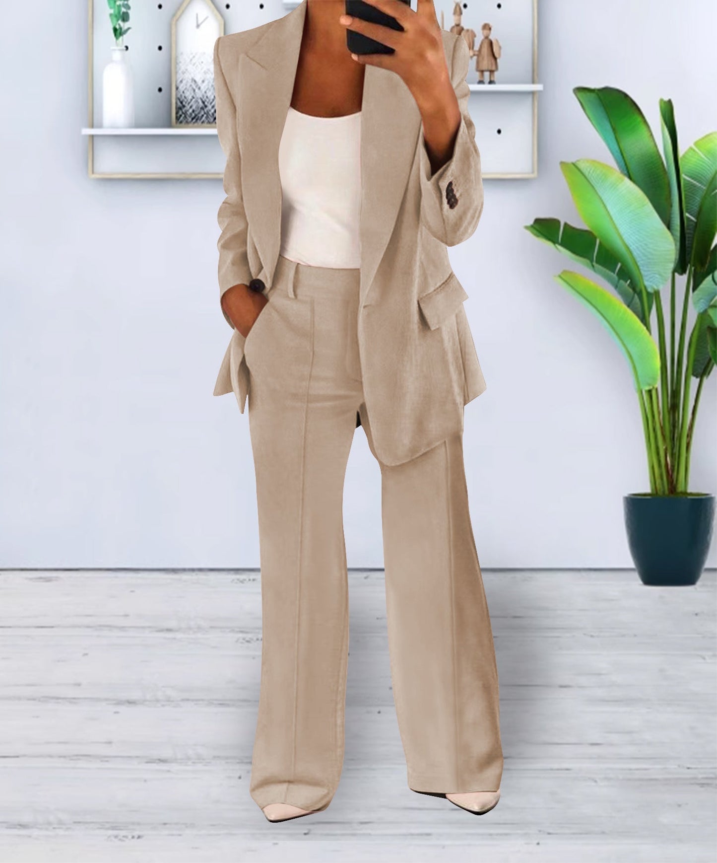 Veste Blazer Femme Élégante Pour Le Bureau Coupe Slim Fit Avec Boutons Et Polyester Durable