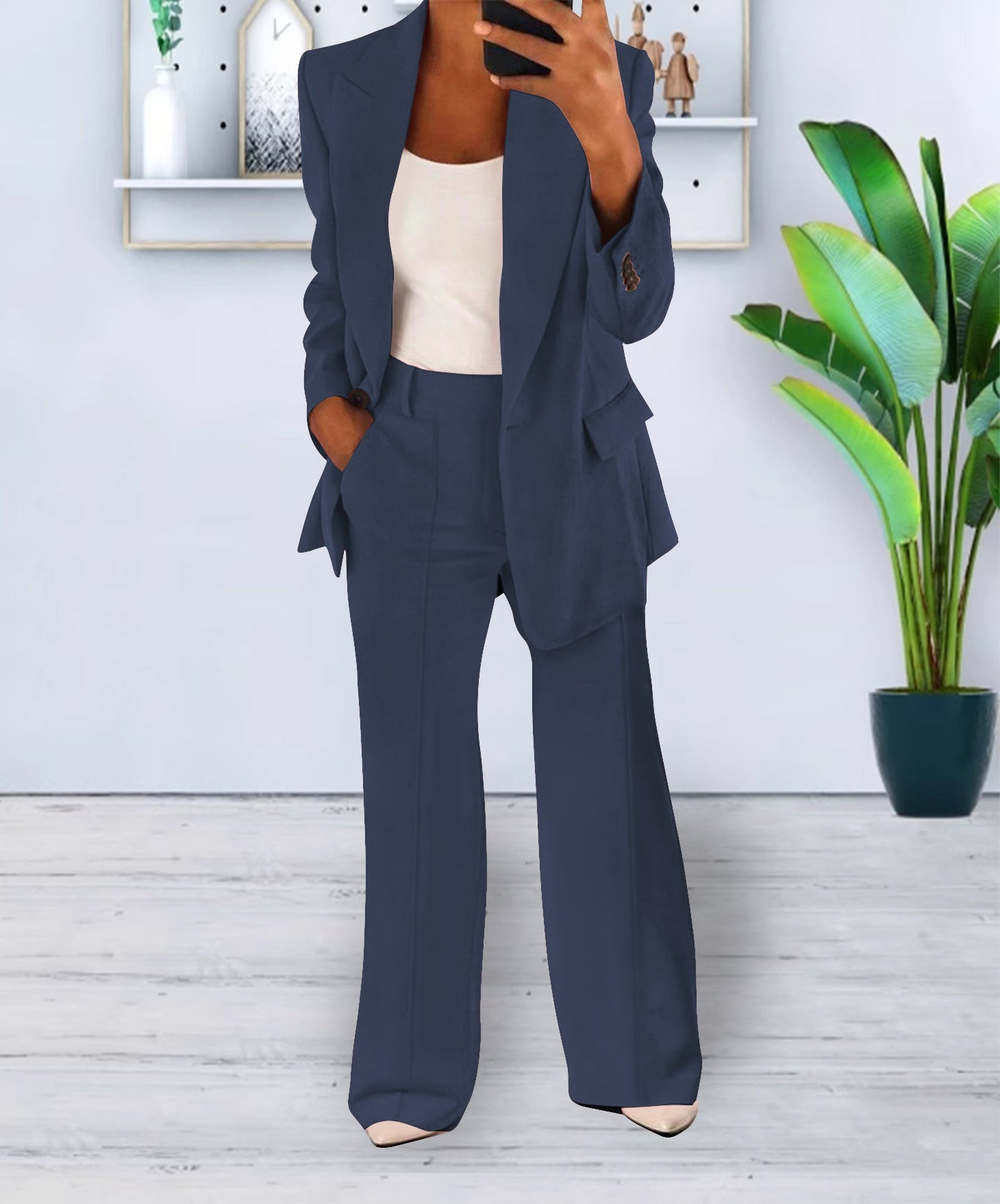 Veste Blazer Femme Élégante Pour Le Bureau Coupe Slim Fit Avec Boutons Et Polyester Durable
